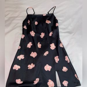 Black dress with pink flowers. Size Small. From princess Polly